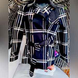COACH Raincoat Plaid Black and Tan Size Small
